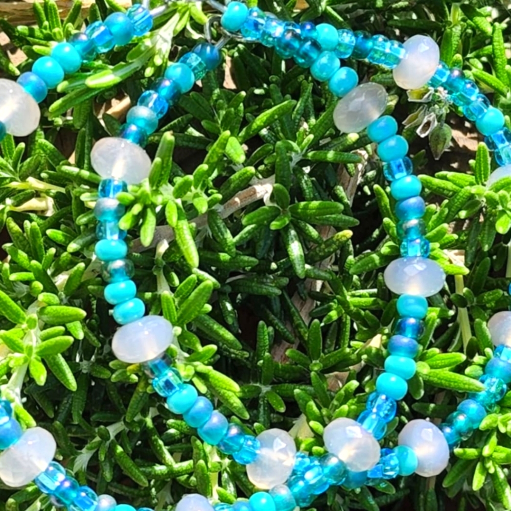 Handmade blue qurts hoops earring